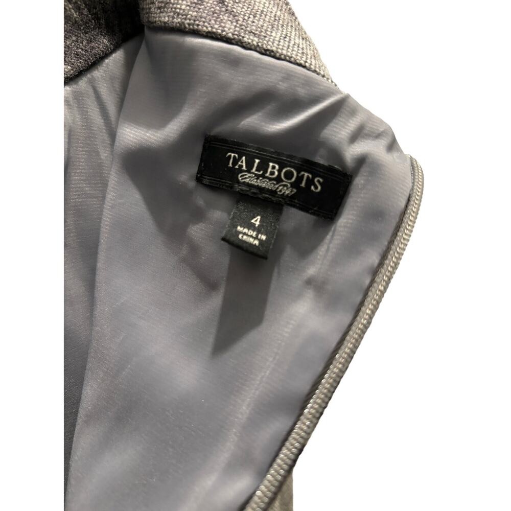 NWOT Talbots Wool Tailored Dress, Gray w/ Black Flowers, Size 4 - Picture 2 of 6